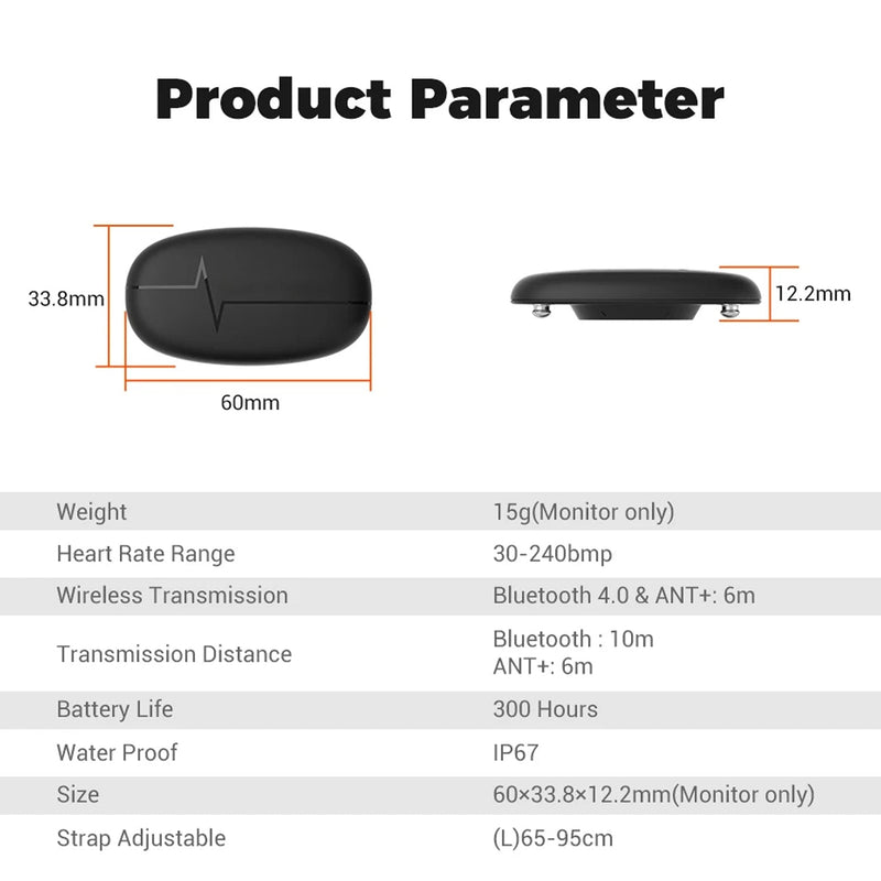 Pulseonch Chest Strap Heart Rate Monitor